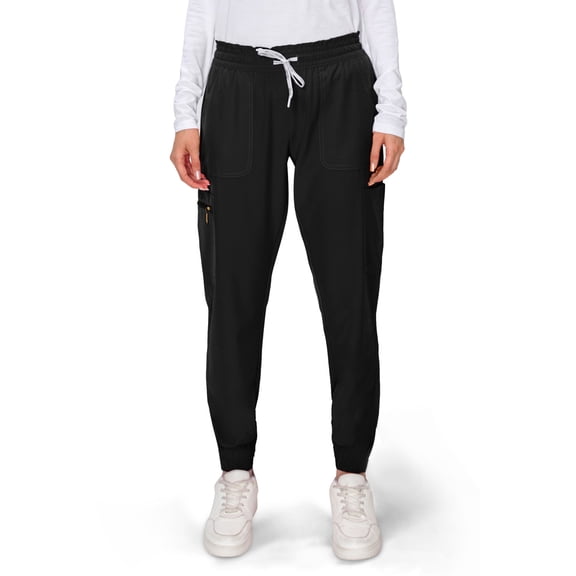 Jessica Simpson Scrubs Women's 6-Pocket Jogger Scrub Pants, Medical Uniform Pants with Zipper Pockets & Embroidered Logo