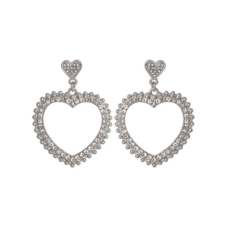 Jessica Simpson Silver-tone Heart Drop Earring
