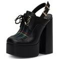 thumbnail image 1 of Jessica Simpson Sondos Platform Sandals Diva Loafer Slingback Block Heeled Pumps (Black/Green, 8.5), 1 of 5