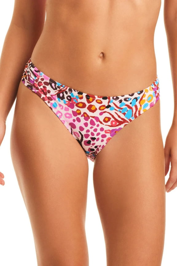 Womens Side-Shirred Hipster B Pink Multi M