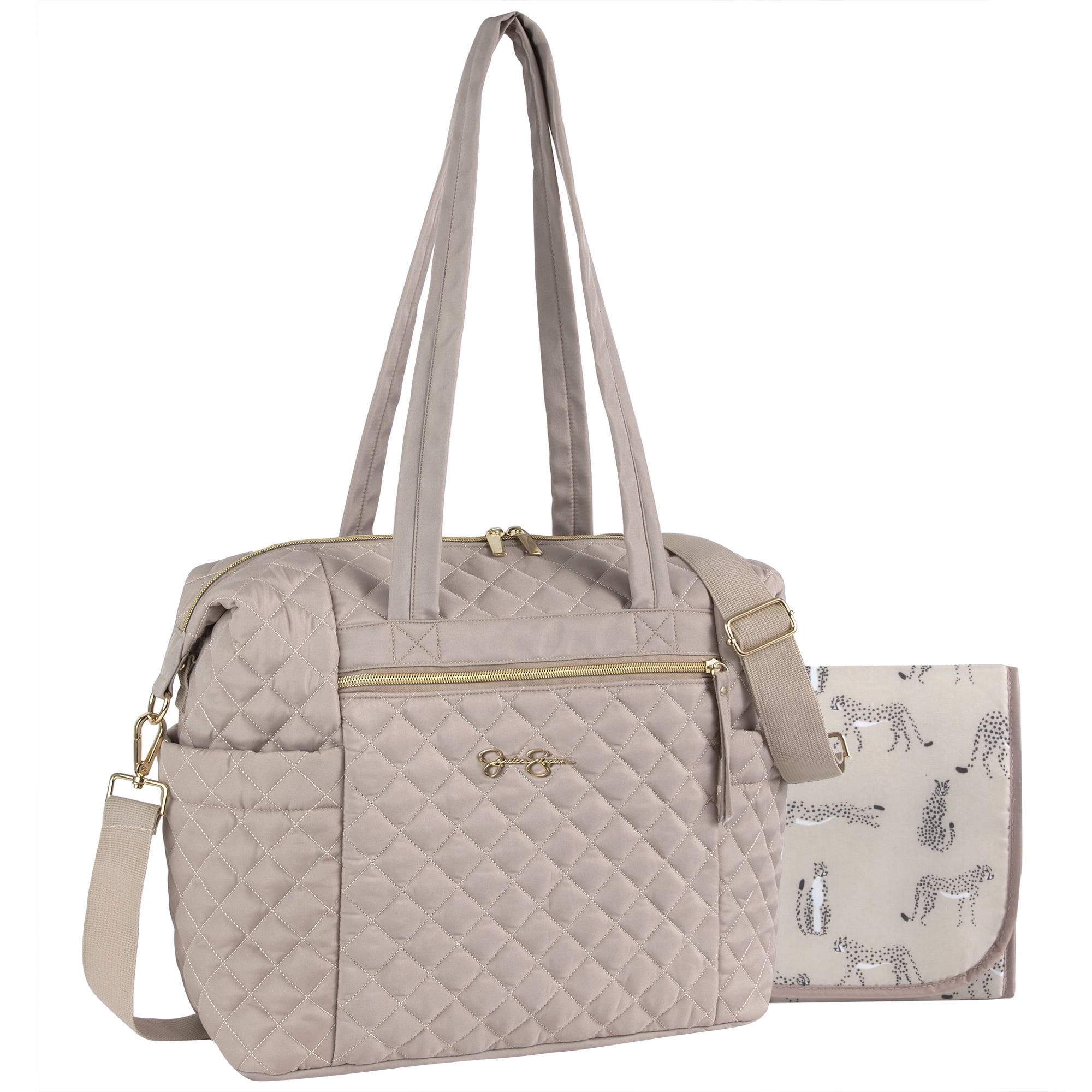 Jessica Simpson Large Taupe Diamond Stylish Quilted Essentials Multi ...