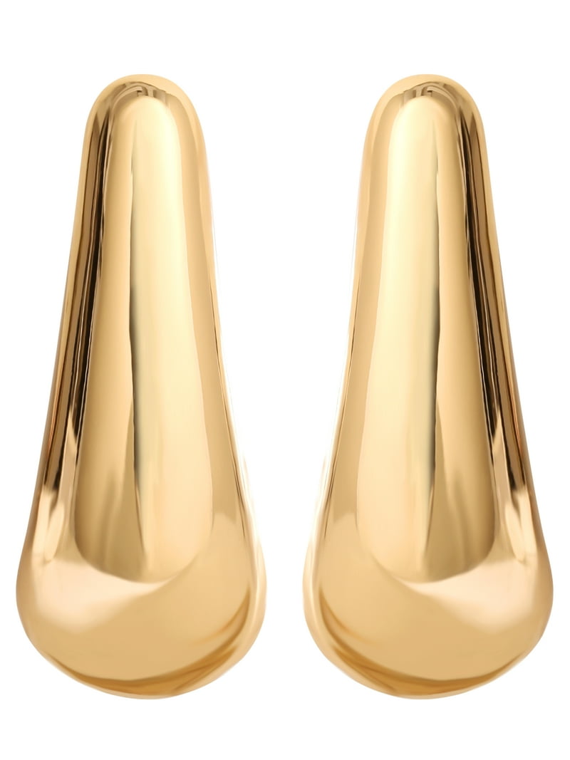 トップス eaphi tear drop design tops ivory Humble Chic Rhinestone Hoop Earrings - Gold Teardrop Drop