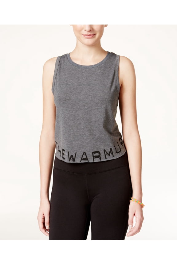 The Warm Up Juniors Graphic Crop Tank Top Harvard Grey L