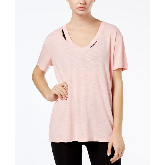 Jessica Simpson The Warm up Juniors' Cutout Graphic-Back T-Shirt (Powder Pink, S)