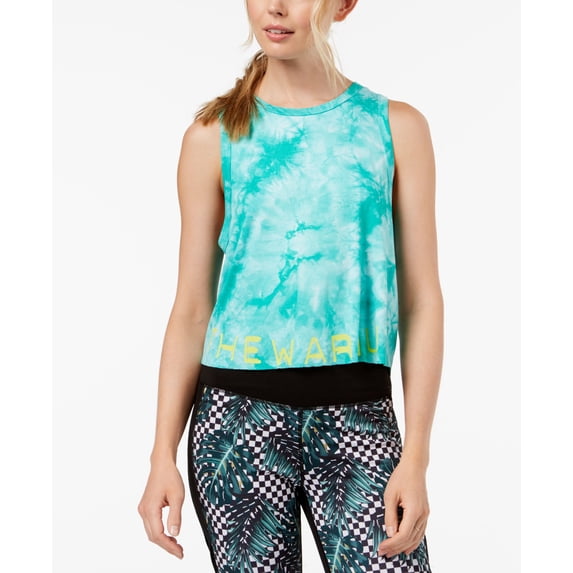 Jessica Simpson The Warmup Juniors Tie Dyed Logo Crop Tank Top Turf Dreams S
