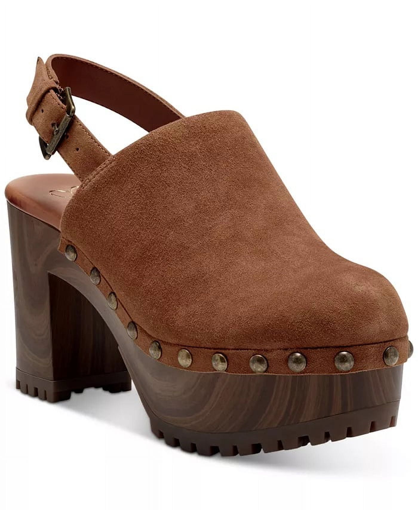 tobacco clogs Jessica Simpson Tiarah Tobacco Suede Block Heel Ankle Strap Rounded Toe  Clogs (Tobacco Suede, 9)