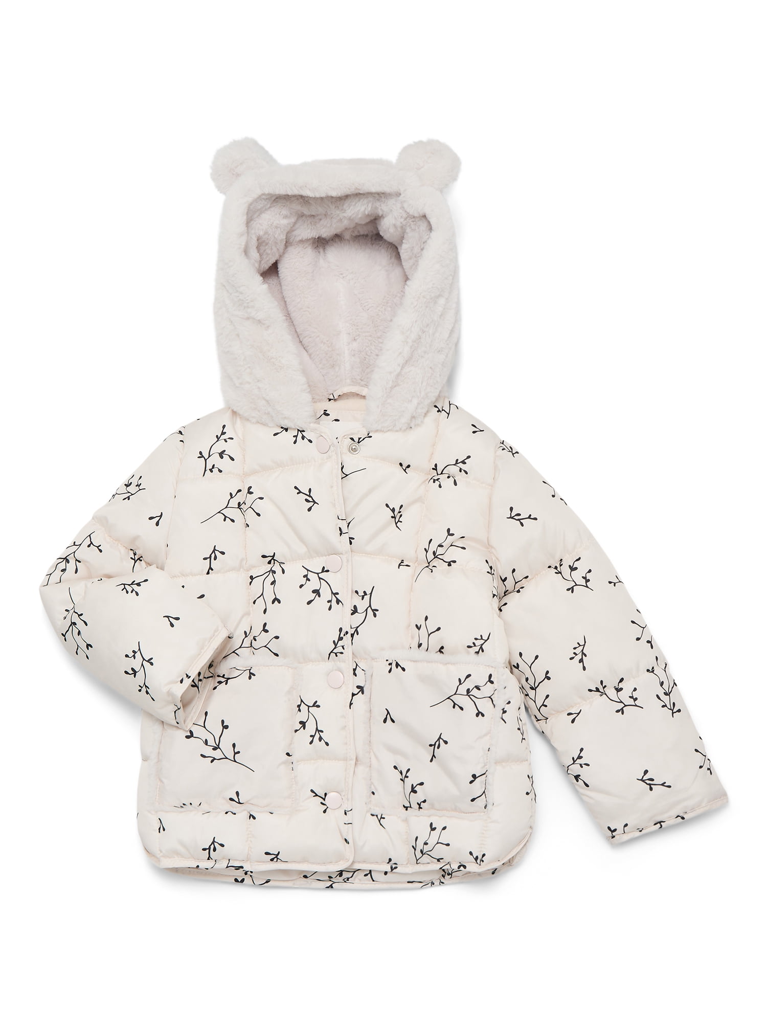 Jessica Simpson Toddler Girls' Quilted Puffer with Teddy-Bear Ear Hood, Sizes 2T-5T