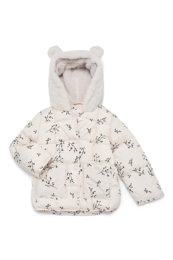 Toddler Girls' Quilted Puffer with Teddy-Bear Ear Hood, Sizes 2T-5T