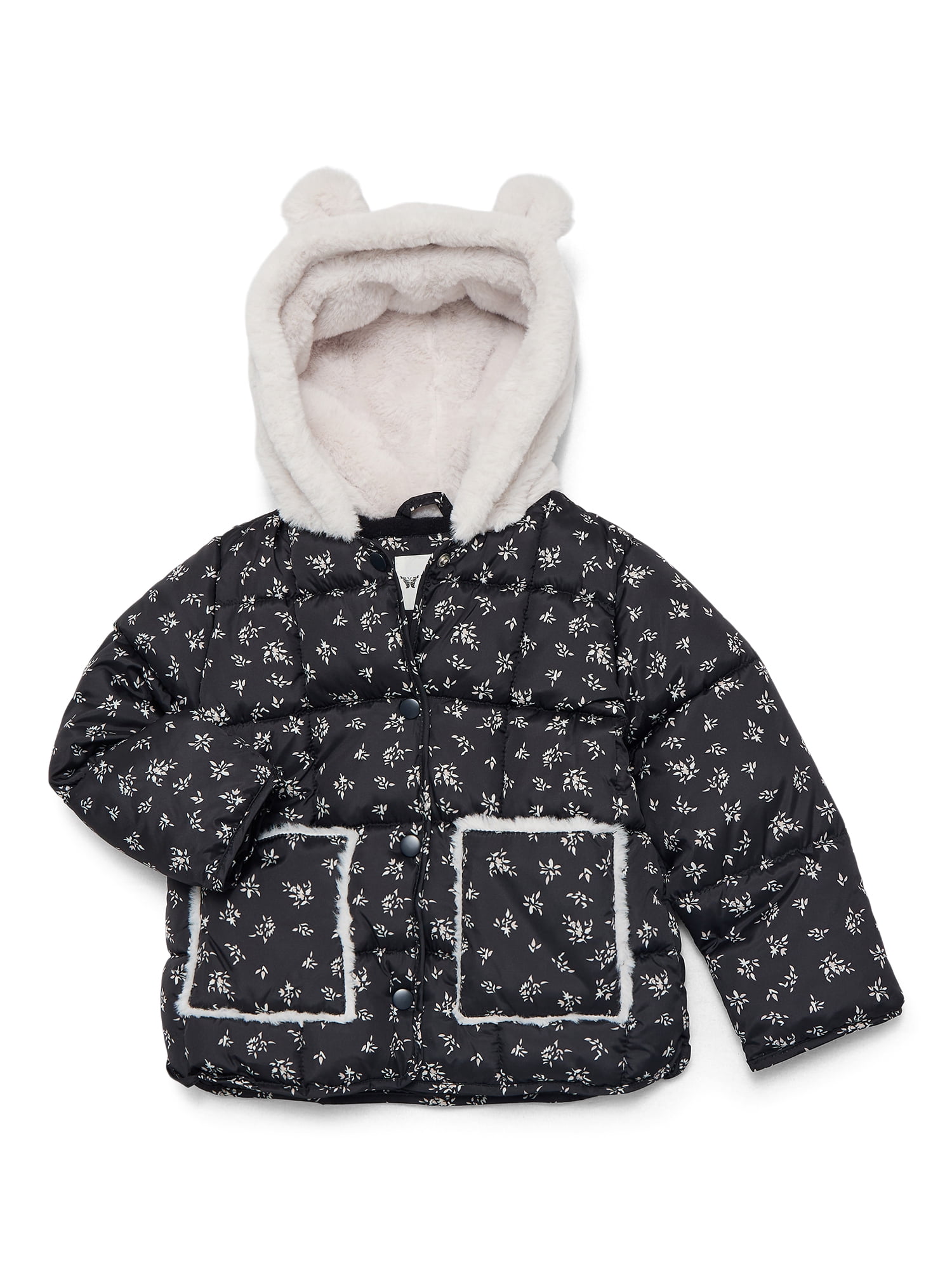Toddler Girls' Quilted Puffer with Teddy-Bear Ear Hood, Sizes 2T-5T