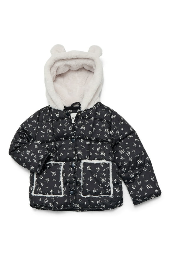 Toddler Girls' Quilted Puffer with Teddy-Bear Ear Hood, Sizes 2T-5T