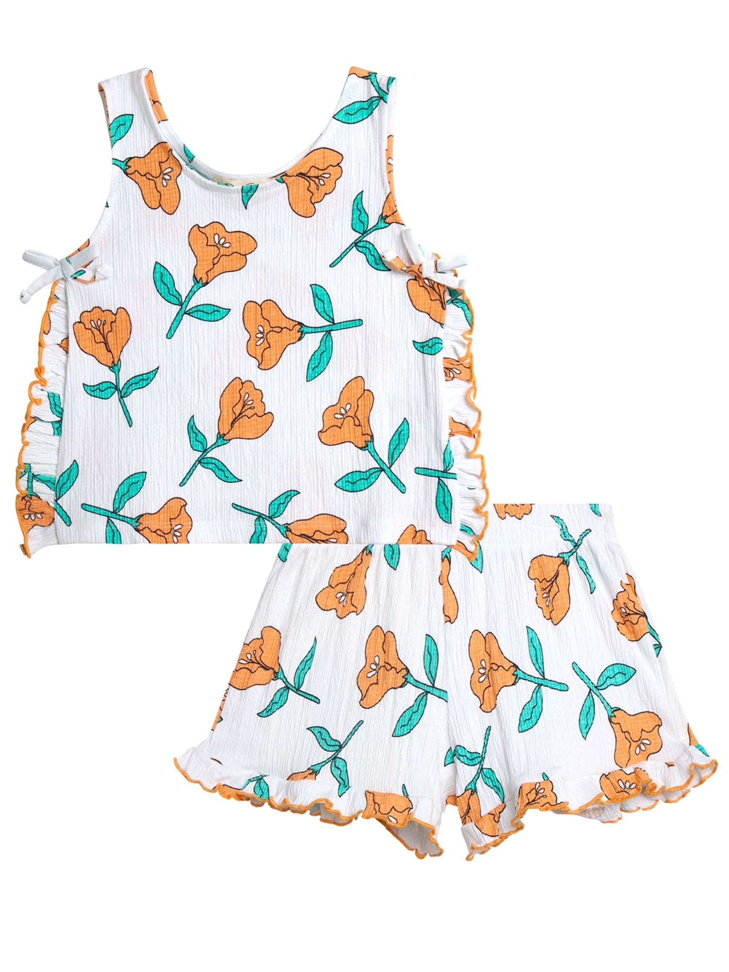 Jessica Simpson Toddler Girls' Ruffle Tank Top and Shorts Set, 2-Piece, Sizes 12M-24M