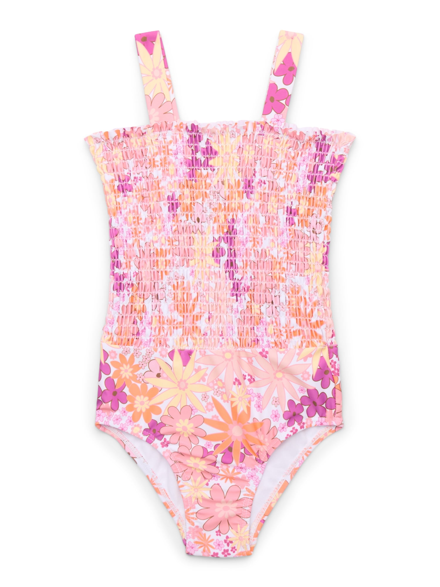 Jessica Simpson Toddler Girl Smocked Strapless One-Piece Swimsuit, Sizes 12M-5T