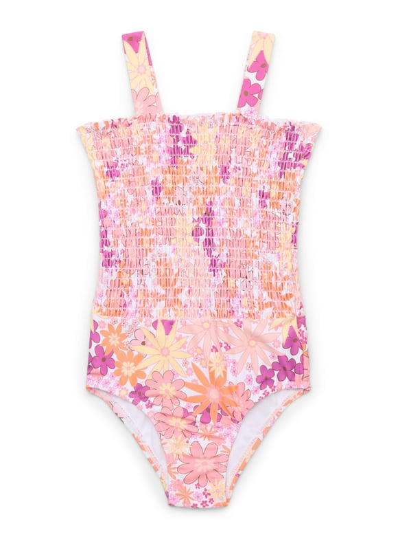 Toddler Girl Smocked Strapless One-Piece Swimsuit, Sizes 12M-5T