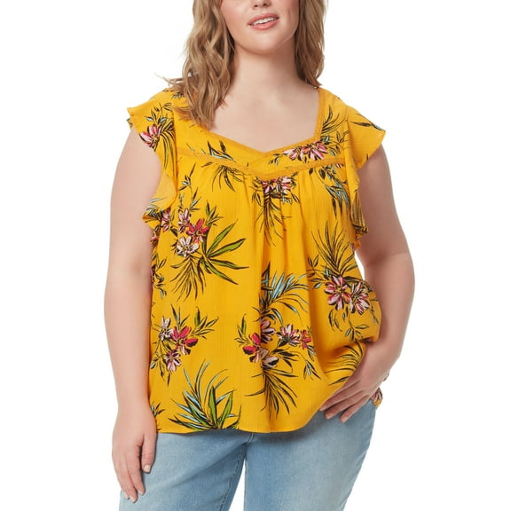 Jessica Simpson Trendy Plus Lauryn Sweetheart Top Sunflower 3X