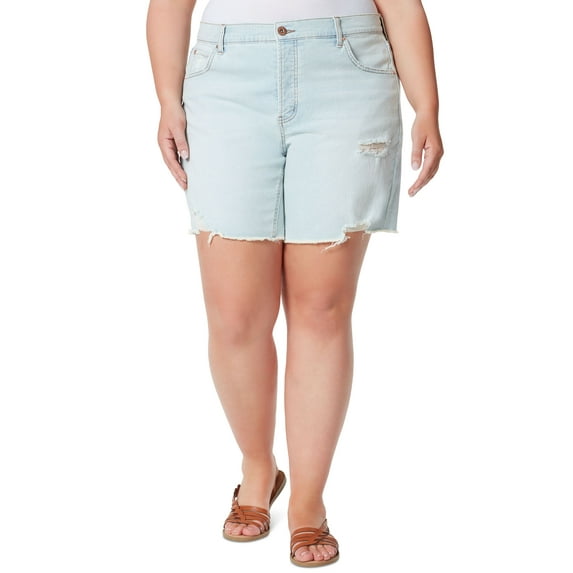 Jessica Simpson Trendy Plus Size Frayed High Rise Denim Shorts Allude 20W