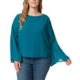 thumbnail image 1 of Jessica Simpson Trendy Plus Size Monique Trumpet Sleeve Top Ocean Depth 1X, 1 of 1