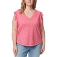 thumbnail image 1 of Jessica Simpson Trendy Plus Size Odin Ruffle Sleeve T-Shirt Cabaret 3X, 1 of 1