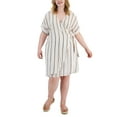 thumbnail image 1 of Jessica Simpson Trendy Plus Size Rayne Striped Wrap Dress Moxy Stripe 3X, 1 of 1