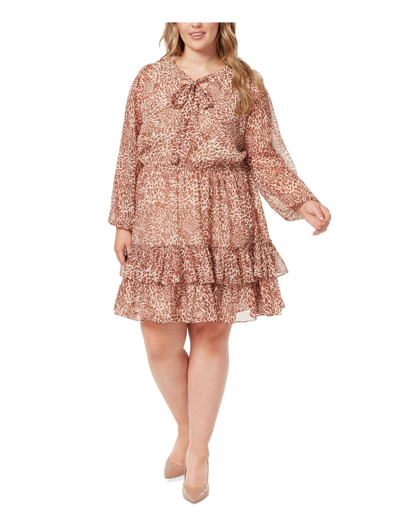 Jessica Simpson Trendy Plus Size Vicky Printed Ruffle Hem Dress