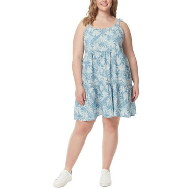 Jessica Simpson Trendy Plus Tamaryn Tiered Dress Palm Bliss 1X