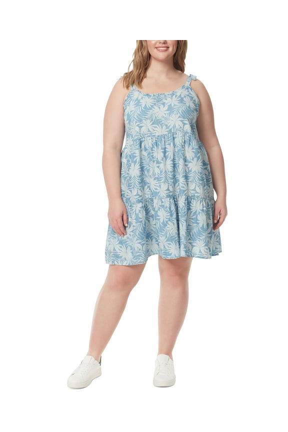Trendy Plus Tamaryn Tiered Dress Palm Bliss 2X
