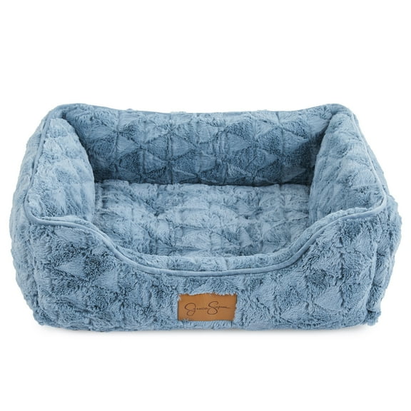 Jessica Simpson Ultra Plush Calming Cuddler Medium Pet Dog Bed with Removable Cover, Blue