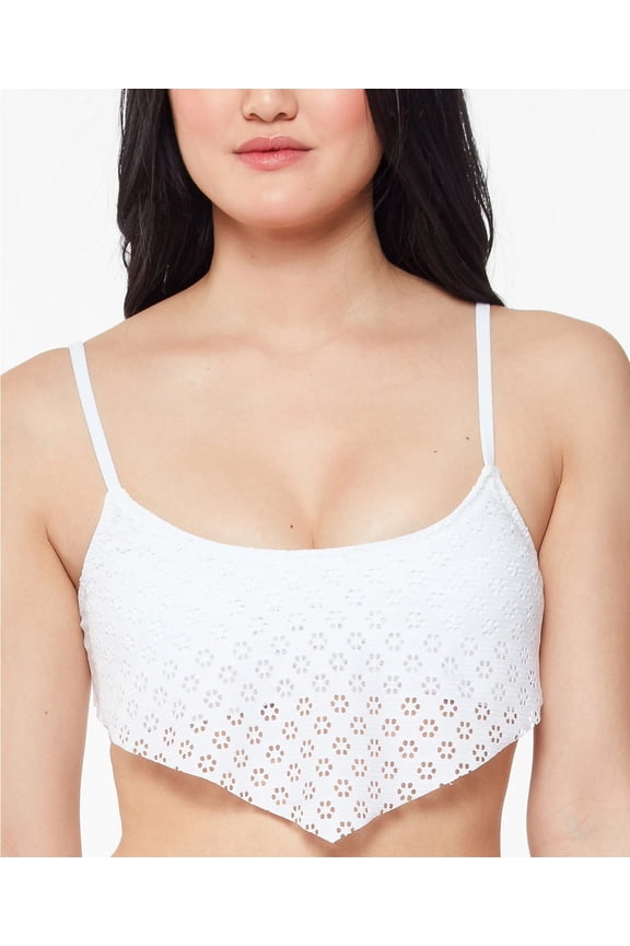 WHITE Sweet Tooth Solids Bandana Bikini Swim Top, US X-Large