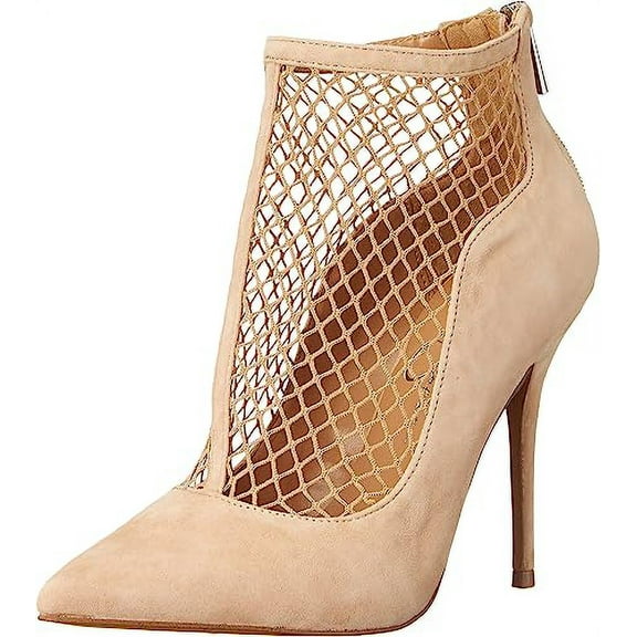 Jessica Simpson Wicasa Almond Back Zipper Pointed Toe Stiletto Heel Ankle Boots (Almond, 6)