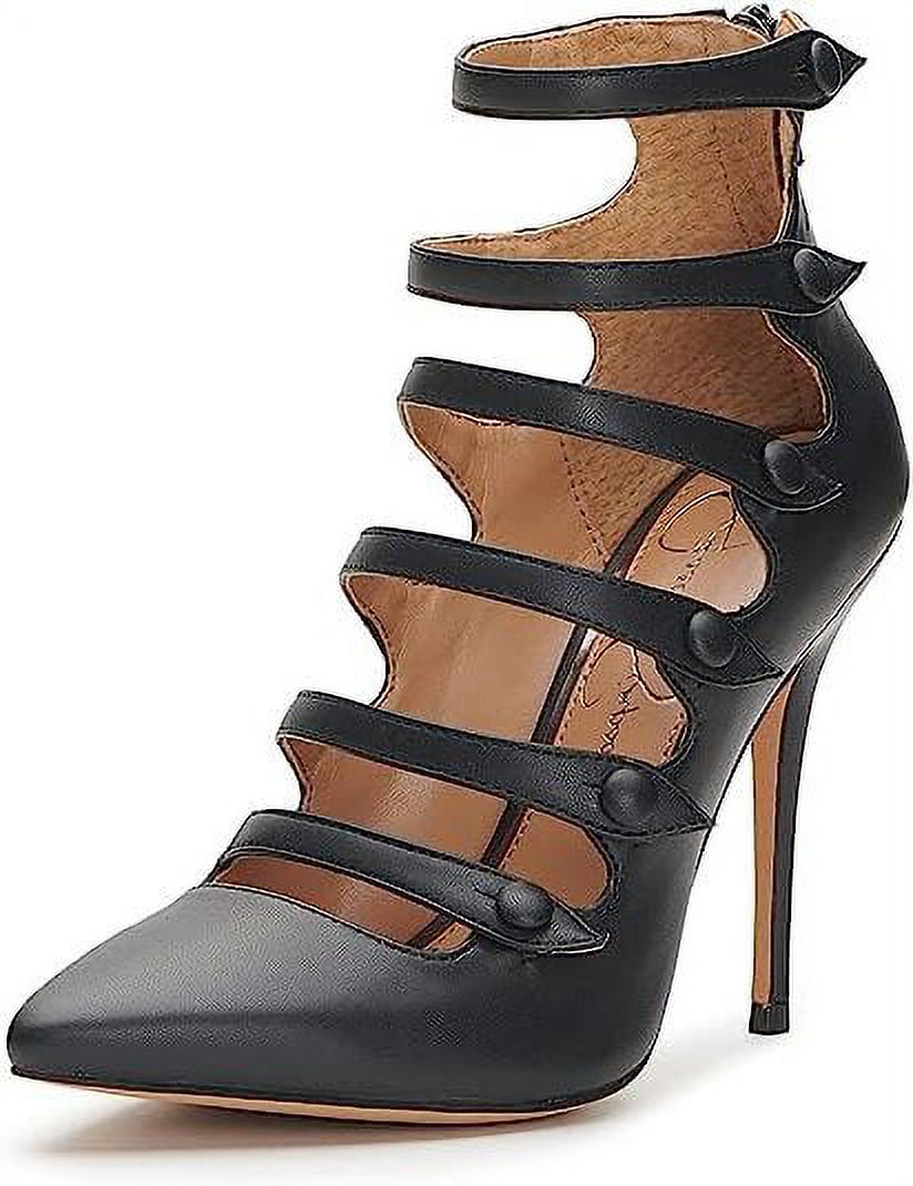 Jessica Simpson Winka Black Caged Back Zipper Pointed Toe Stiletto Heel ...