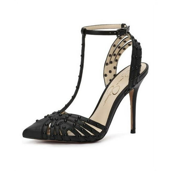 Jessica Simpson Wisata2 Womens Heels Black Ankle Strap Pointy Stiletto Heel Pump (Black, 11)