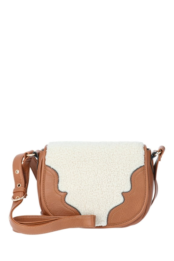 Woman's Jessie Crossbody Handbag, Cognac & Faux Shearling