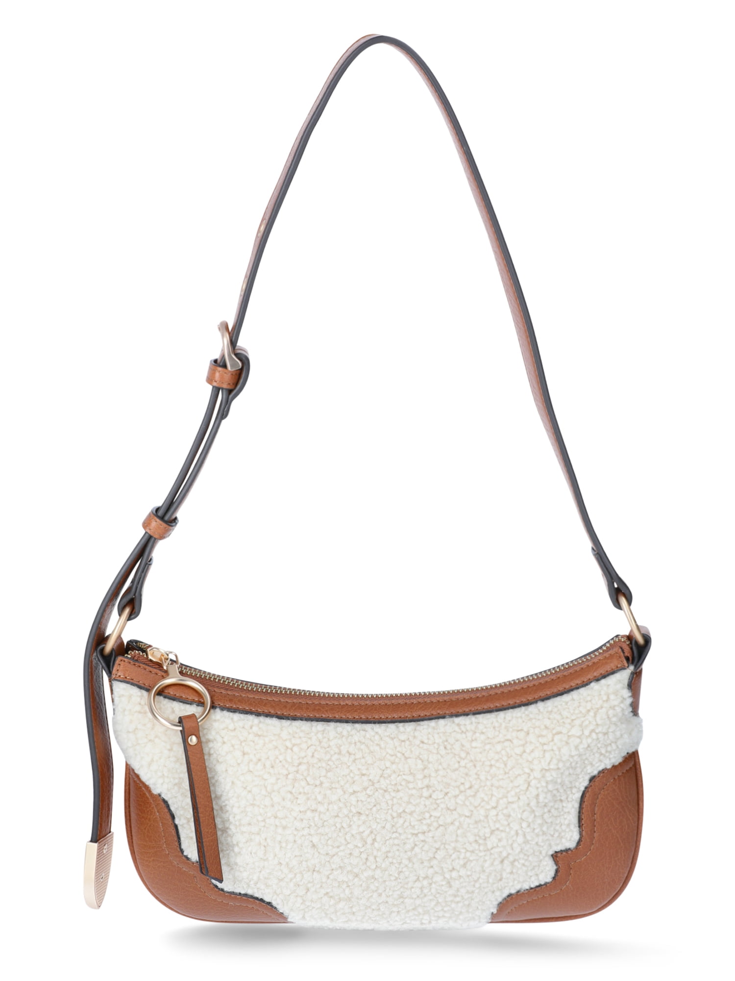 Jessica Simpson Woman s Jessie Shoulder Handbag Cognac Faux Shearling Walmart