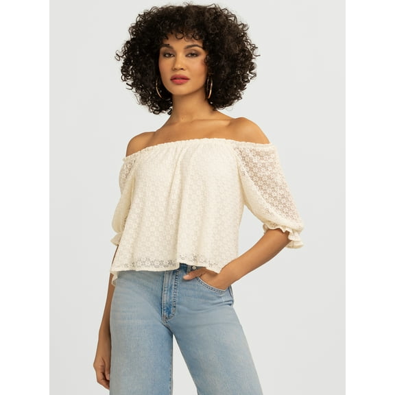Jessica Simpson Women's Adri Off The Shoulder Lace Top, Sizes XS-XL