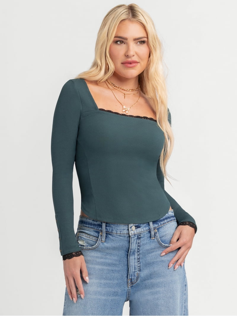 Jessica Simpson Women's and Women's Plus Aleera Ribbed Knit Top