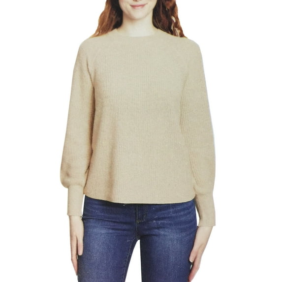 Jessica Simpson Women's Bell Sleeve Soft Rib Knit Top Relaxed Fit Sweater (Cream, Medium)