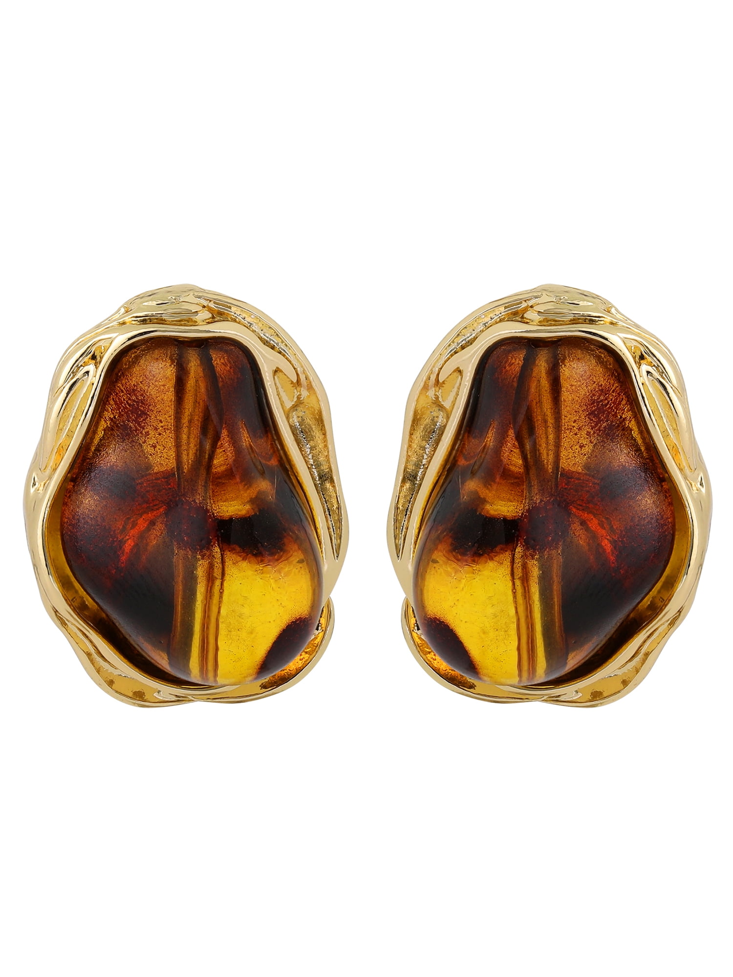 Jessica Simpson Women's Fashion Drop Earrings with Brown Stone Accents