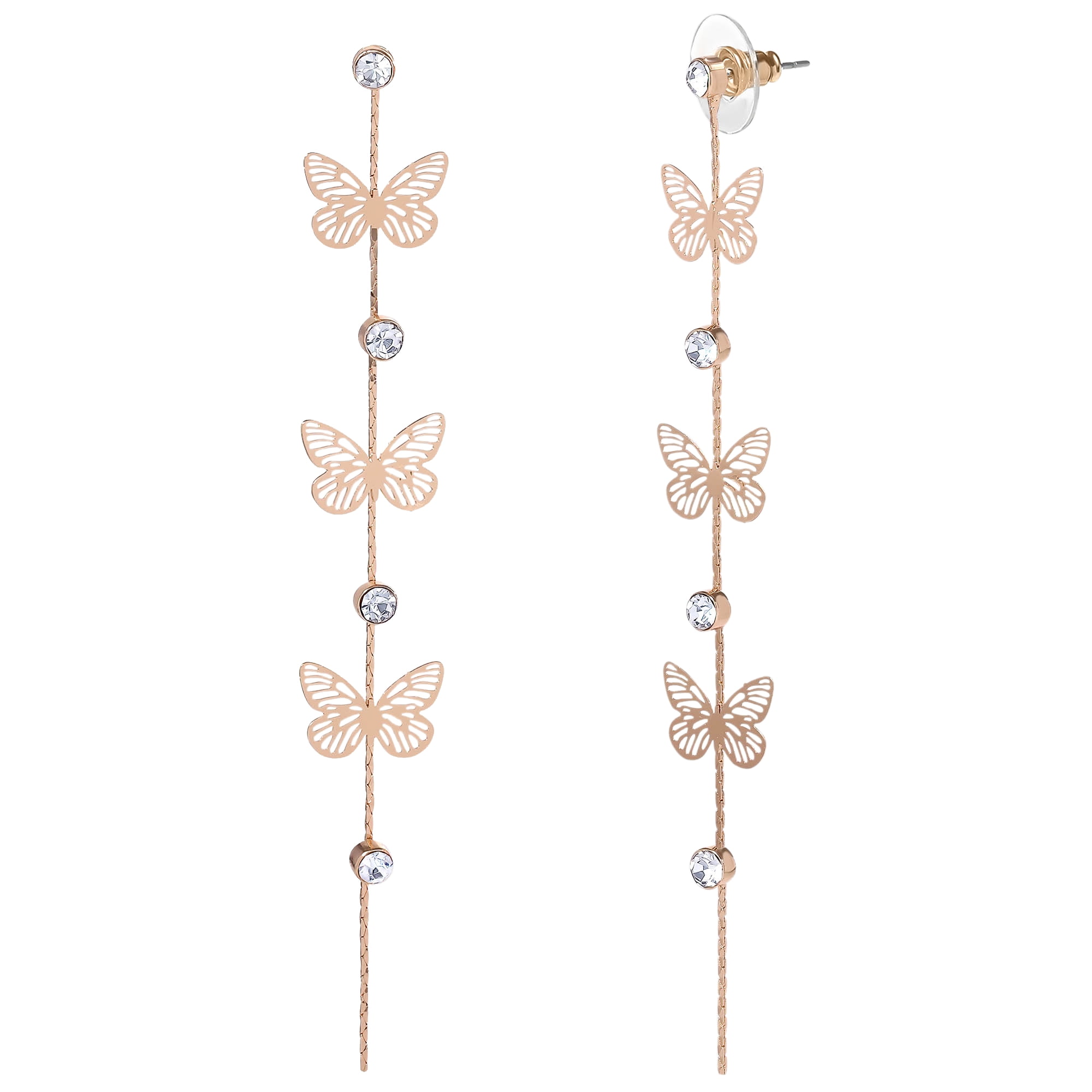 Jessica Simpson Women's Linear Butterfly Drop Earrings