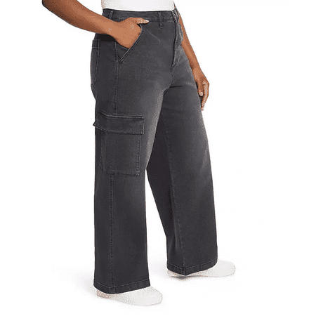 Jessica Simpson Women's Cargo Jeans Washed Black 10