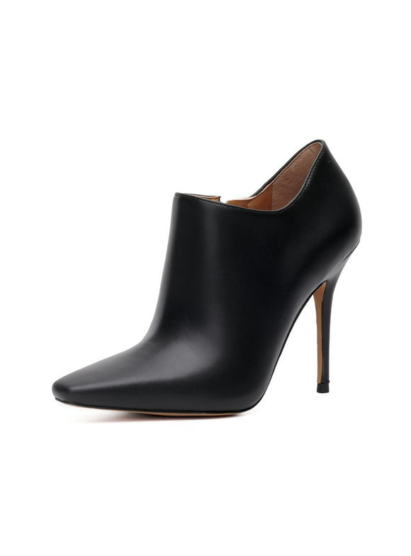 Jessica Simpson Carolie Black Leather Square Toe Stiletto Ankle Shootie Boots (Black, 9.5)
