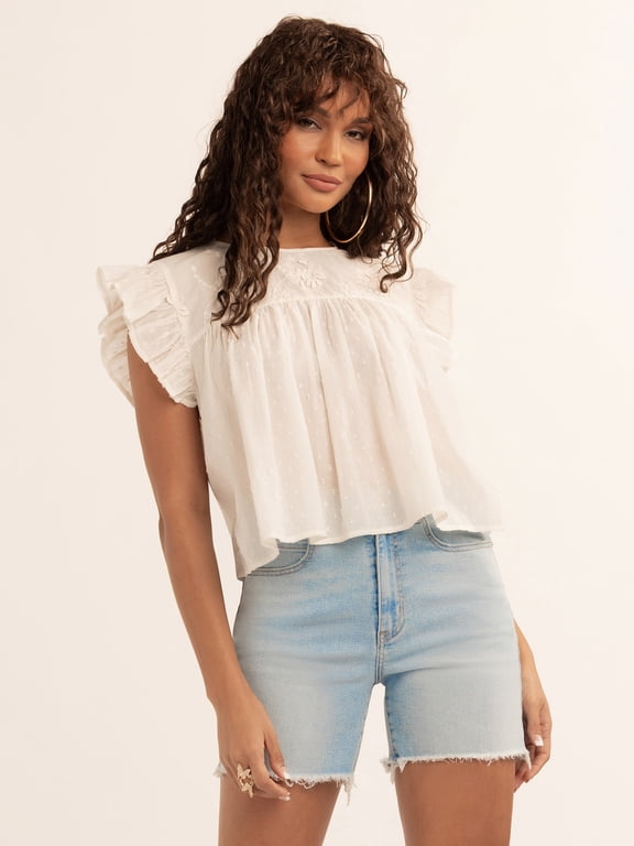 Women's and Women's Plus Chandler Flutter Sleeve Top, Sizes XS-4X