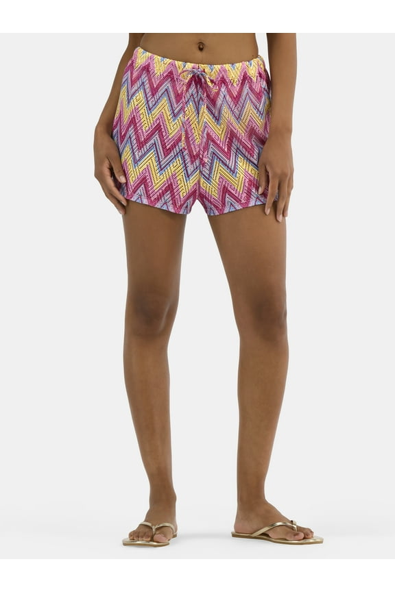 Women's Chevron Crochet Coverup Shorts, Sizes XS-XXL