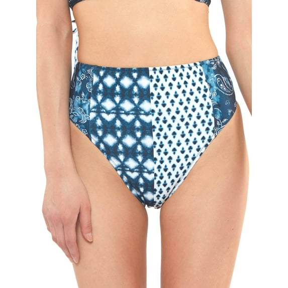 Jessica Simpson Women's Contemporary Batik Babe High Waisted Bottom w/ Panels Swimsuit
