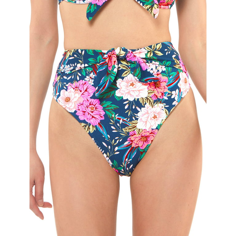 Jessica Simpson Women's Contemporary Gardenia Paradise High Waisted Tie  Swim Bottoms, Sizes S-XL