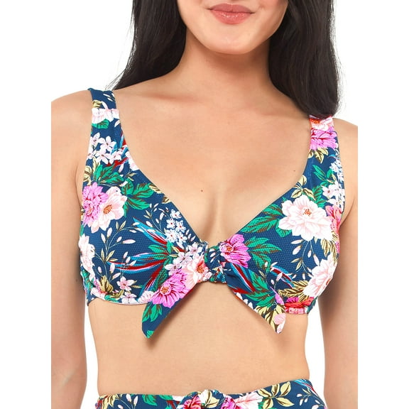 Jessica Simpson Women's Contemporary Gardenia Paradise Tie Front Underwire D-Bra Swimsuit