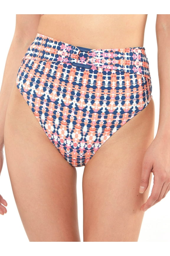 Women's Contemporary Laguna Beach High Waisted Swim Bottoms with O Ring Belt