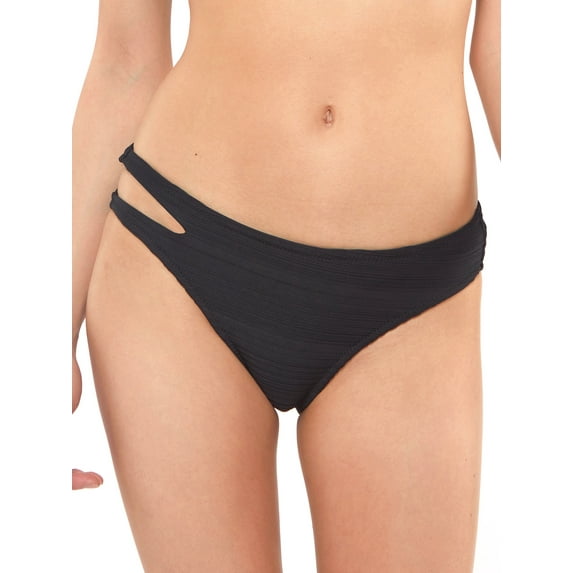Jessica Simpson Women's Contemporary Solid Rib Hipster Bottom w/ Slash Swimsuit