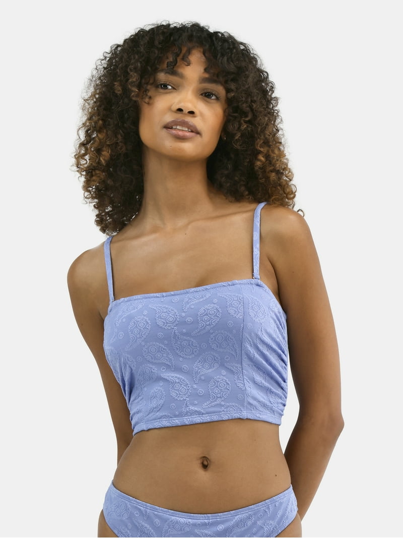 Jessica Simpson Women's Textured Print Longline Bikini Top, Sizes