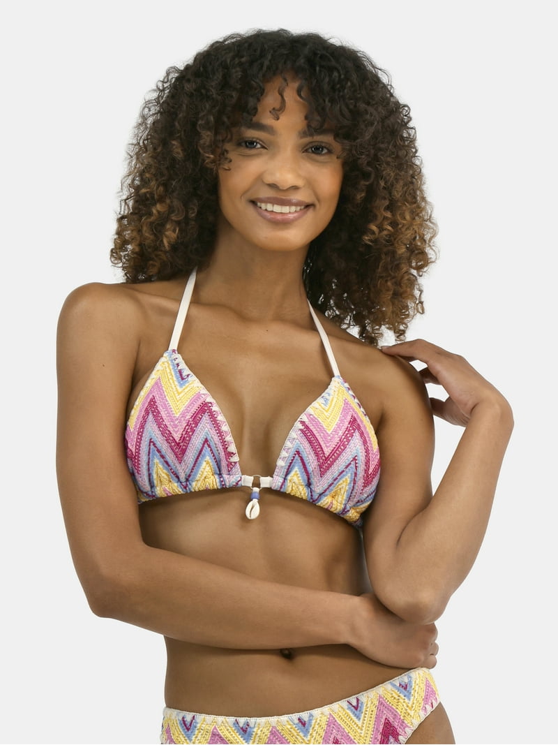Jessica Simpson Women's Crochet Shell Triangle Bikini Top, Sizes