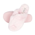 thumbnail image 1 of Jessica Simpson Women's Cross Band Soft Plush Memory Foam House Slipper Slide with Anti-Skid Sole, 1 of 9