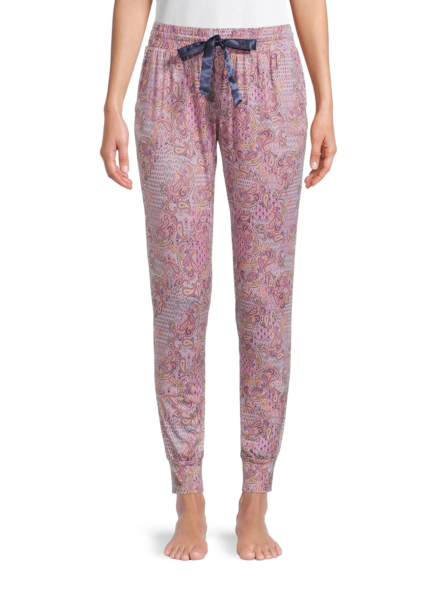Jessica Simpson Women's Cuffed Sleep Pants with Satin Drawstring ...